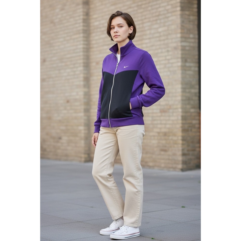 Nike Purple and Black Zip-Up Track Jacket